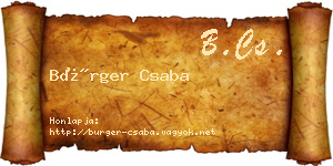 Bürger Csaba névjegykártya