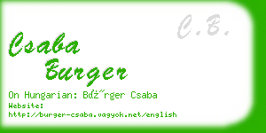 csaba burger business card